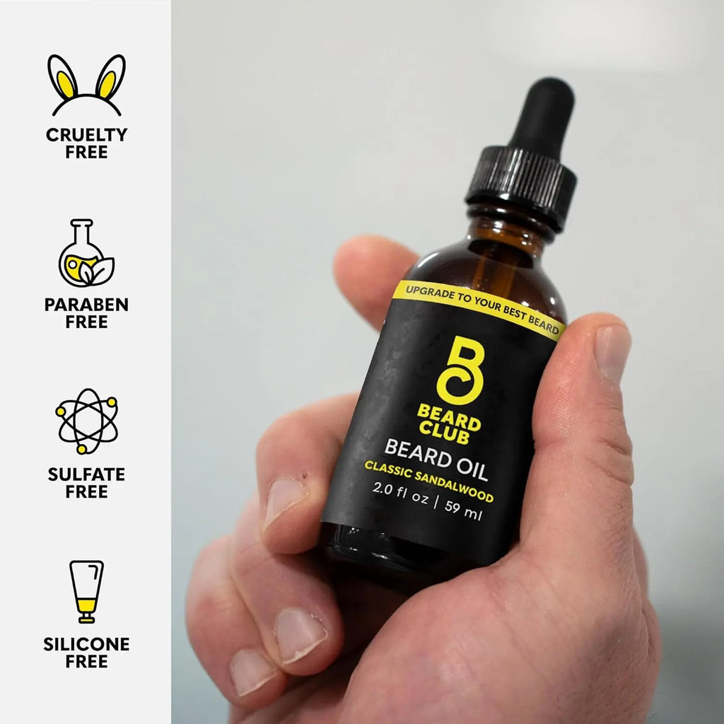 Beard Oil for Men - 2Oz Classic Sandalwood Natural Beard Oil with Castor & Amber Oils - Beard & Mustache Conditioner - Hydrates, Softens & Soothes Dry Skin - Strengthens Hair Follicles