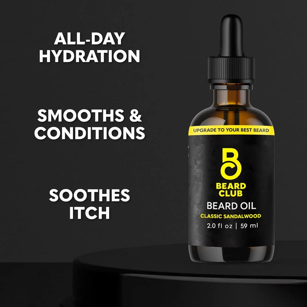 Beard Oil for Men - 2Oz Classic Sandalwood Natural Beard Oil with Castor & Amber Oils - Beard & Mustache Conditioner - Hydrates, Softens & Soothes Dry Skin - Strengthens Hair Follicles
