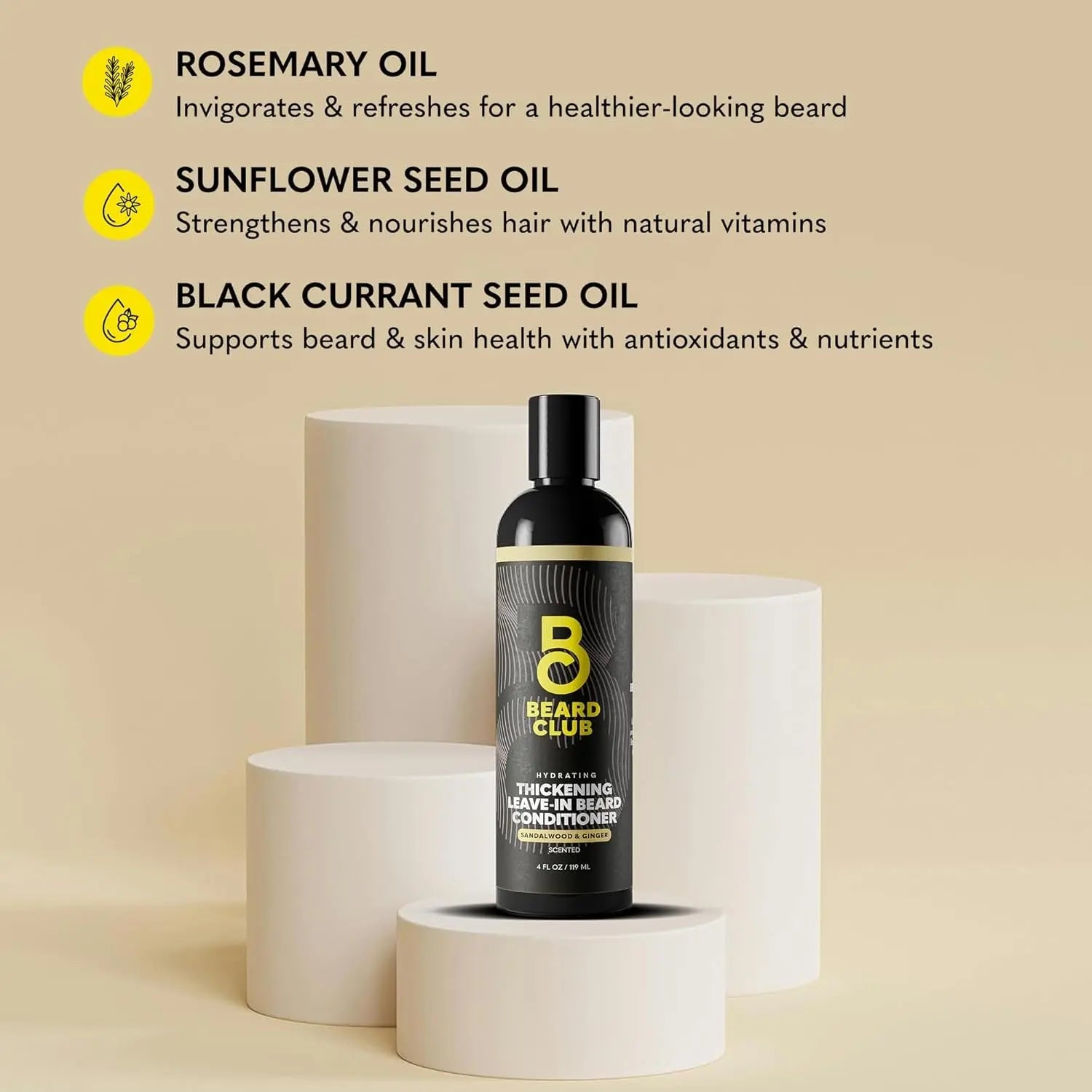 Thickening Leave-In Beard Conditioner for Men – Sandalwood & Ginger Cream – Hydrating Moisturizer, Softener & Lotion – Nourishes, Strengthens & Provides Itch Relief – 4Oz