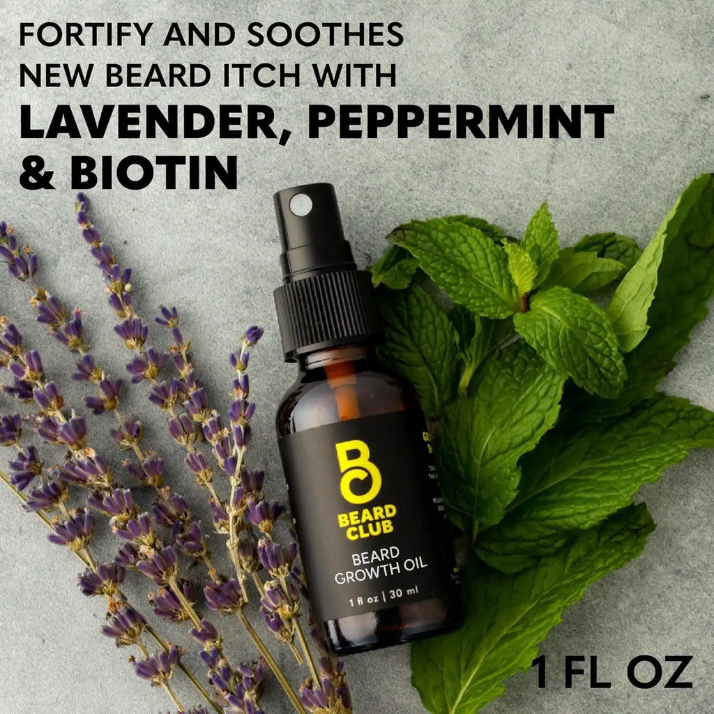 Biotin Beard Growth Oil Vitamin Spray for Facial Hair Growth - Natural Formula for Fuller, Thicker Beard, Easy-To-Use, Nourishing & Soothing for All Beard Types & Skin